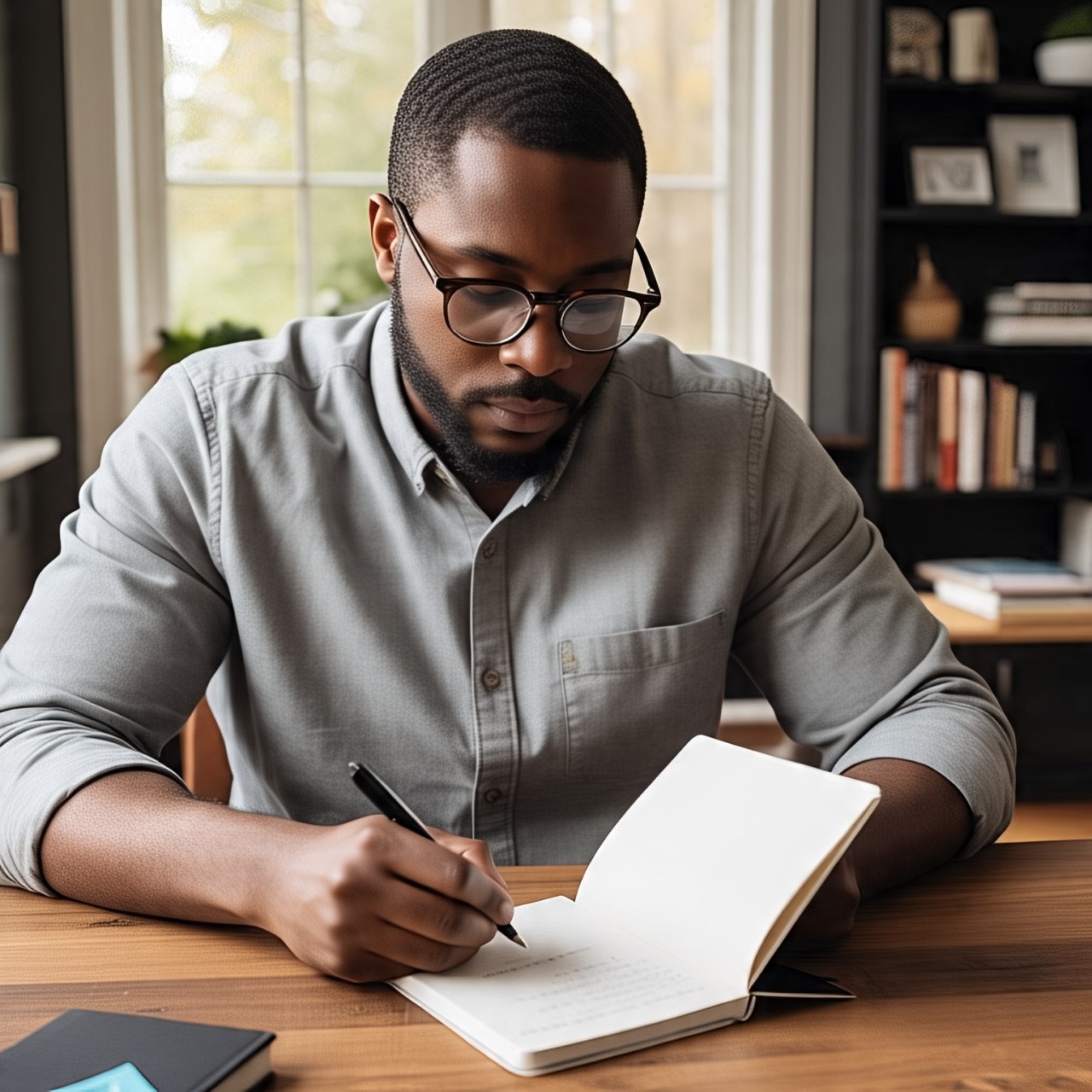 young man writing down his goals